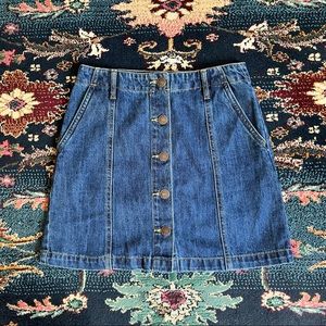 denim button-up skirt